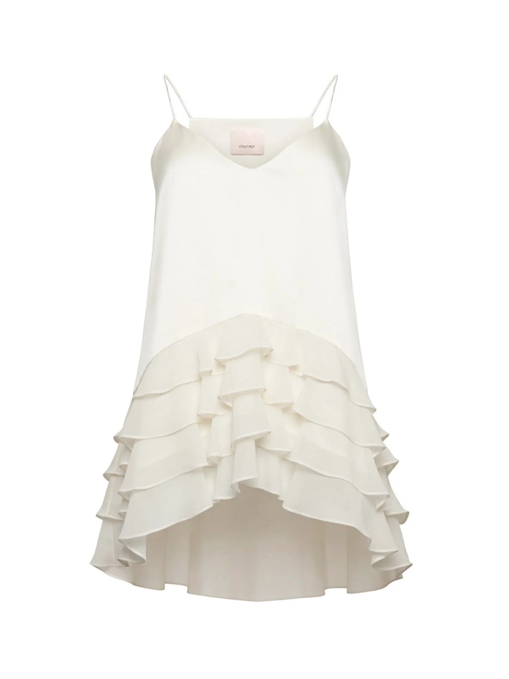 cinq a sept Ivory High-Low Ruffle Slip Cabrina Top